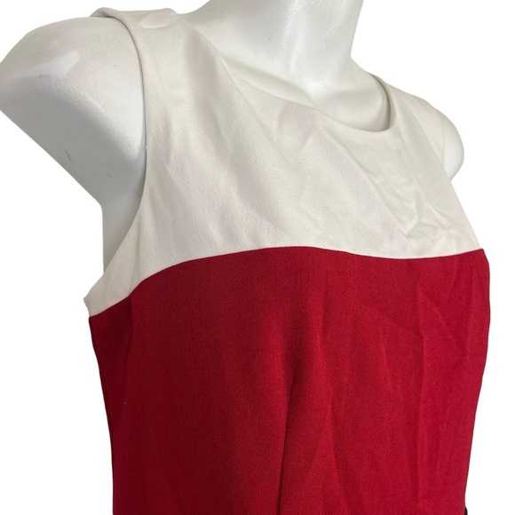 KASPER Red White Black Color Block Sheath Sleeveless Knee Length Career Dress 4 - Picture 8 of 16